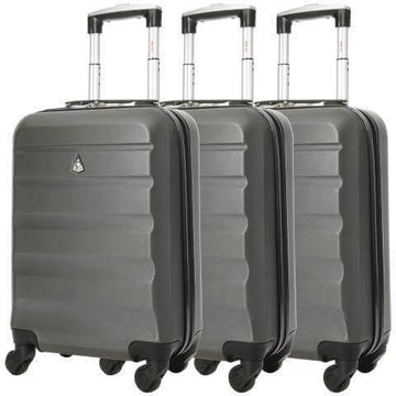 Aerolite (55x35x20cm) Lightweight Hard Shell Cabin Hand Luggage (x3 Set) - Packed Direct UK